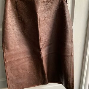 Chocolate Brown Leather Skirt
